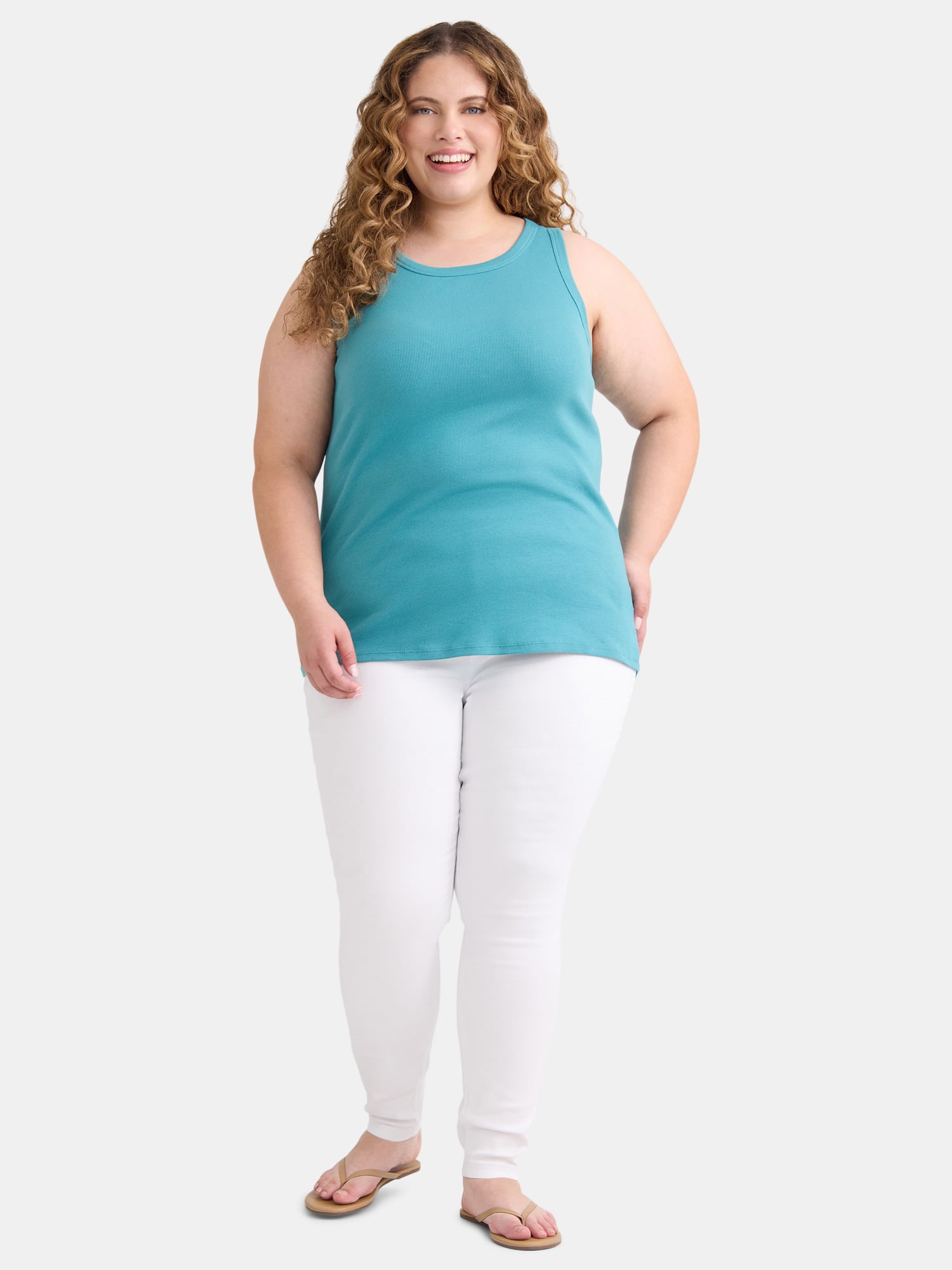 Terra & Sky Women's Plus Size High Neck Rib Tank Top, Sizes 0X-4X