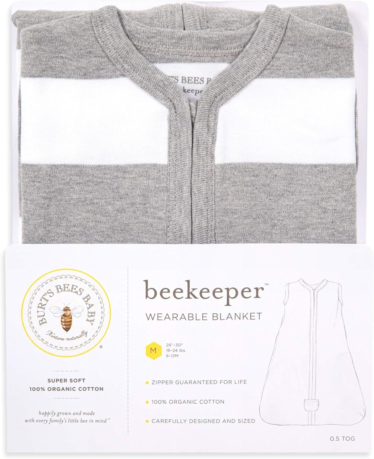 Burts Bees Baby Beekeeper Sleep Wearable Blanket - Lightweight 0.5 TOG Sack