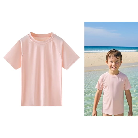 Boys Rash Guard Swim Shirt Short Sleeve Sun Shirt Quick Dry Swimwear Top 9-10 Years