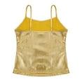 thumbnail image 4 of Sxiwei Kids Girls Spaghetti Shoulder Straps Dance Shirt Metallic Athletic Sports Camisole Tank Top Gold 6, 4 of 6