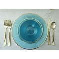 thumbnail image 6 of " OCCASIONS " 150 Piece set (25 Guests)-Wedding Plastic Plates & cutlery -Disposable Dinnerware 10'', 7'' + Gold Silverware w/double fork (Belize in Aqua & Gold), 6 of 8