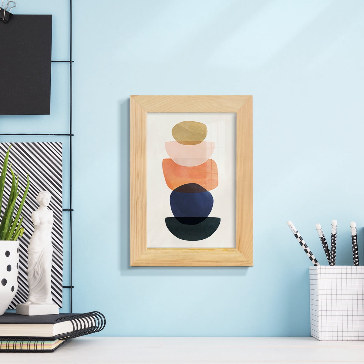 Mod Pods II -Framed Print w/glass-Natural Wood