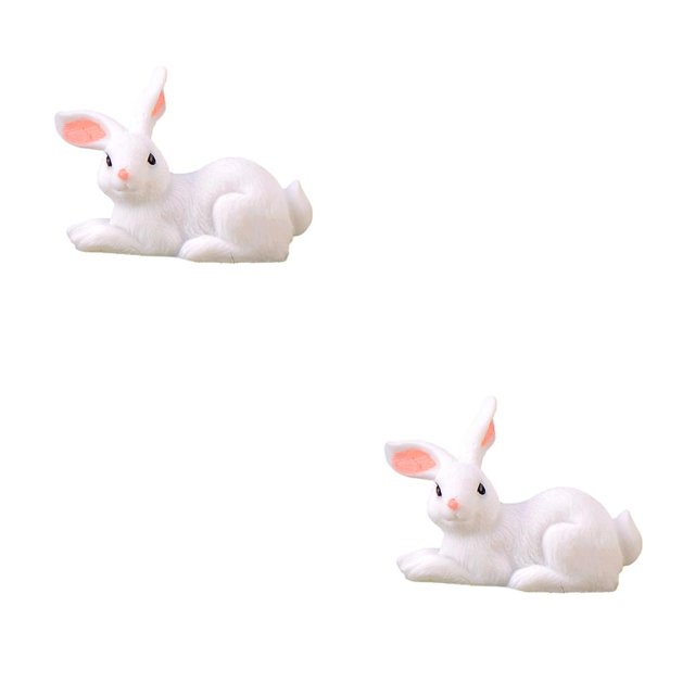 Wosthever Decoración de resina miniatura práctica creativa estatua de conejito interesante Adorable estatuilla de conejito multifuncional tipo Tipo 2 2Conjunto
