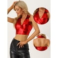 thumbnail image 2 of Corpiño de Color Brillante Metálico para Mujer con Cuello Halter Ajustador sin Mangas con Espalda Descubierta rojo L, 2 of 6