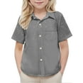 thumbnail image 4 of Utoimkio Little Boys Girls Short Sleeve Button Down Shirts Casual Tee Tops Summer Clothes Size 2-15T, 4 of 7