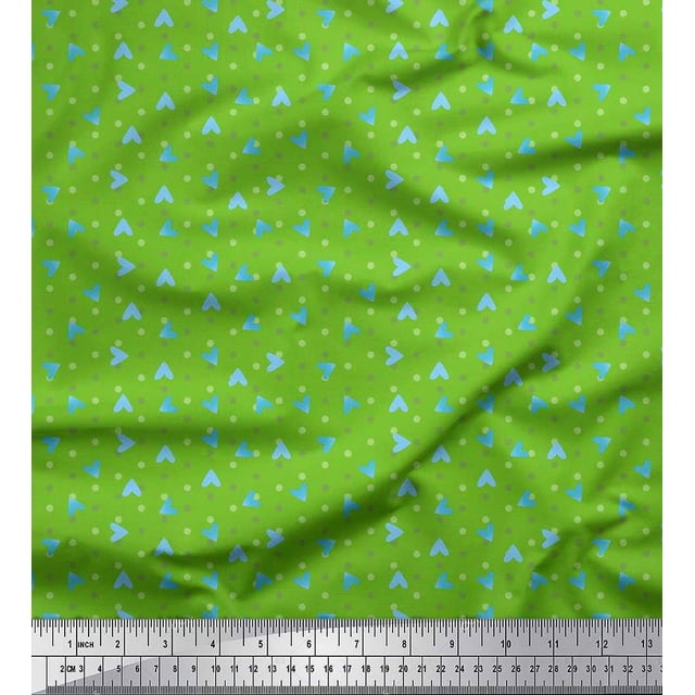 Soimoi Rayon Fabric Dot & Heart Printed Craft Fabric by The Yard 42 Inch Wide