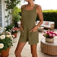 thumbnail image 1 of TaTaai Women's Casual Short Overalls Crinkled Fabric Romper with Adjustable Straps Side Pockets and 5-Panel Shorts Design for Daily and Vacation Outfits Gift, 1 of 8