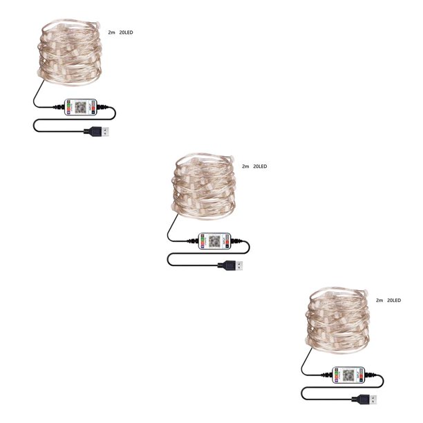 Methold Navidad LED Lámpara Cadena Árbol de Navidad Impermeable USB Luz Decoración, 20LED 20LED 3piezas