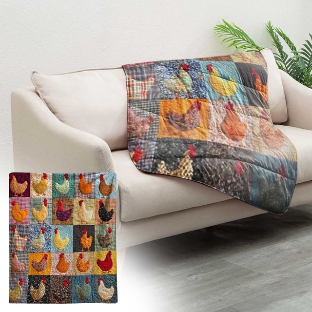 Bowayaoa Flannel Chicken Blanket Soft Cozy Throw Multiple Patterns Farmhouse Decor