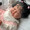 thumbnail image 4 of 19Inch Sleeping Baby Dark Skin pickle in Soft Cloth Body Lifelike Reborn Toddler Hand rooted Hair Baby Girl Doll  Baby, 4 of 6