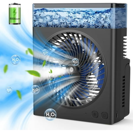 

Misting Fan Portable 8000mAh 8-Inch Rechargeable Battery Operated Fan with 600mL Water Tank Cooling USB Desk Fan for Home Perfect Quite Mist Water Spray Fan for Camping Home Outside Office Travel