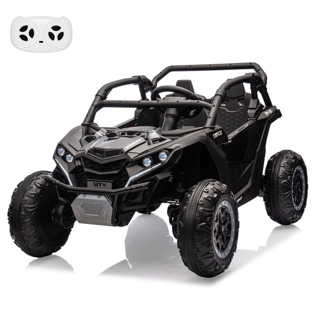 Garvee 24V 2-Seater Kids Ride on Car with Remote Control 4WD Electric Truck, Ride on Toy Off-Road UTV with 4-Wheel Shock Absorber, LED Lights, Music