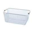 thumbnail image 2 of Cesta de almacenamiento de alambre de metal con asas de madera, contenedor de malla portátil para gabinete, despensa, regalos, refrigerios, maquillaje 36 cm x 22 cm x 21 cm, 2 of 8