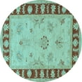 thumbnail image 1 of Ahgly Company Indoor Round Oriental Light Blue Traditional Area Rugs, 8' Round, 1 of 4