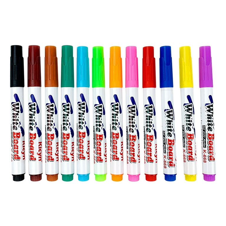 Magnetic Dry Erase Markers Fine Point Tip, 12 Colors White Board Marker  with Eraser Cap, Low Odor Whiteboard Thin for Kids Teachers Office School
