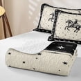 thumbnail image 4 of Homewish Boho Western Cowboy Bed Spread Queen,Retro Stars Queen Coverlet Set,Black Cream,3-Piece, 4 of 7