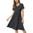 thumbnail image 5 of JuneFish Women's Summer Casual Short Sleeve Dressy Dresses Empire Waist Knee Length Dress with Pockets, 5 of 9