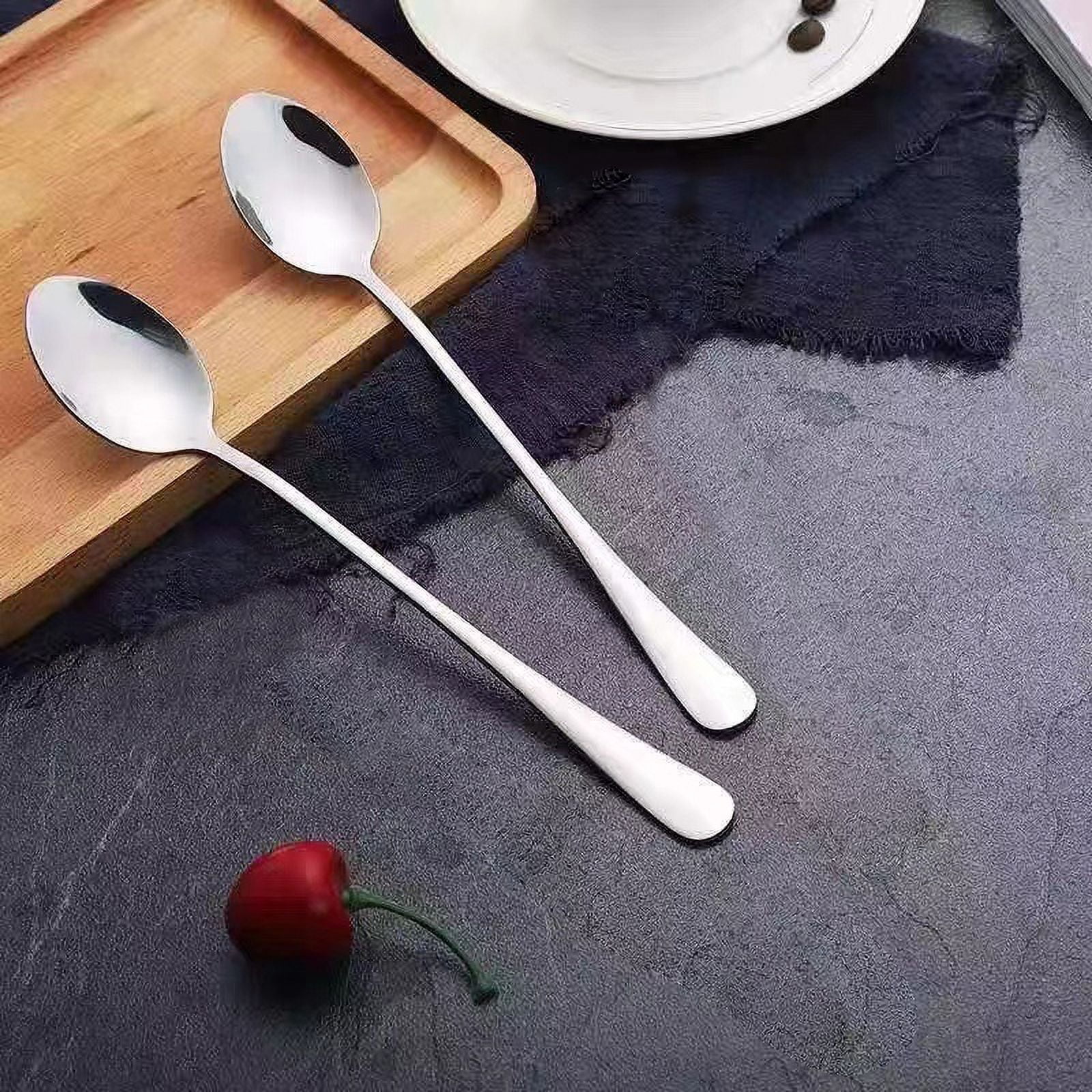 WEISIPU 8-Piece Long Handle Iced Tea Spoon, Coffee Spoon, Ice Cream Spoon, Stainless Steel Cocktail Stirring Spoons