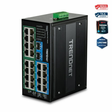 TRENDnet TI-PG262, 26-Port Hardened Industrial Gigabit PoE  DIN-Rail Switch