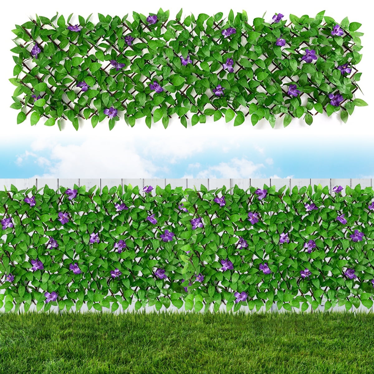 SchSin Expandable Fence Privacy Screen 40x200cm Artificial Hedges