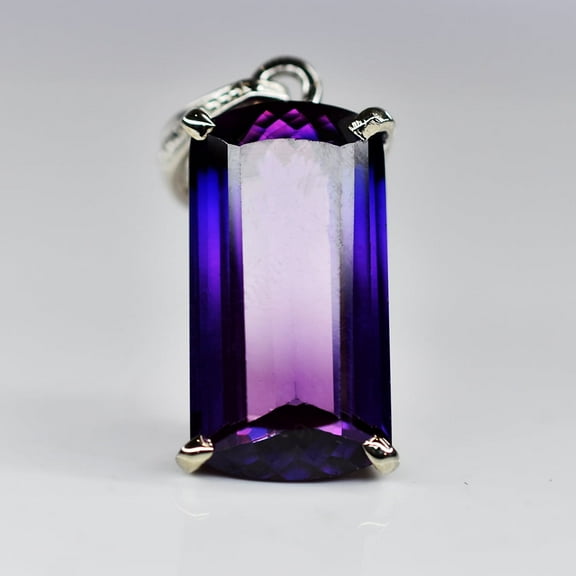 Natural Baguette 925 Sterling Silver Pendant CERTIFIED 29.5 Ct Purple Tanzanite