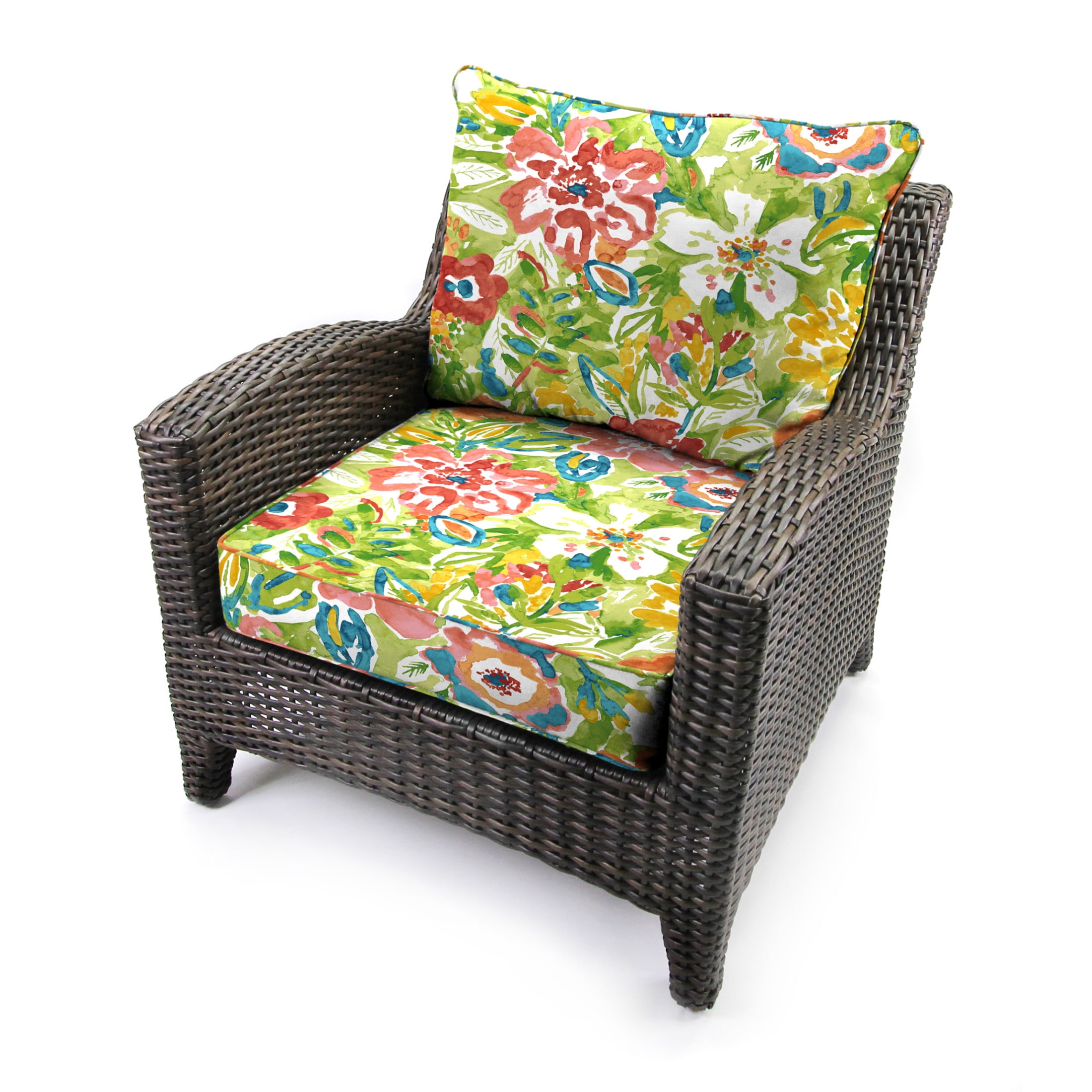 Jordan Manufacturing 46.5" x 24" Sun River Garden Multicolor Floral Rectangular Outdoor Deep Seat Chair Cushion Set with Welt
