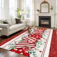 thumbnail image 3 of Valentine's Day Washable Area Rug 6 x 9 ft Red Stripe Plaid Heart Rose Leaf Flower Border, Soft Non Slip Rugs Stain Repellent Indoor Felt Carpet for Living Dining Room Bedroom Home Office, 3 of 9
