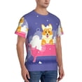 thumbnail image 4 of Yiaed Dog Washes in a Bath Print Mens Short Sleeve Tight Fit T-Shirt, Crewneck Casual Tee-Large, 4 of 5