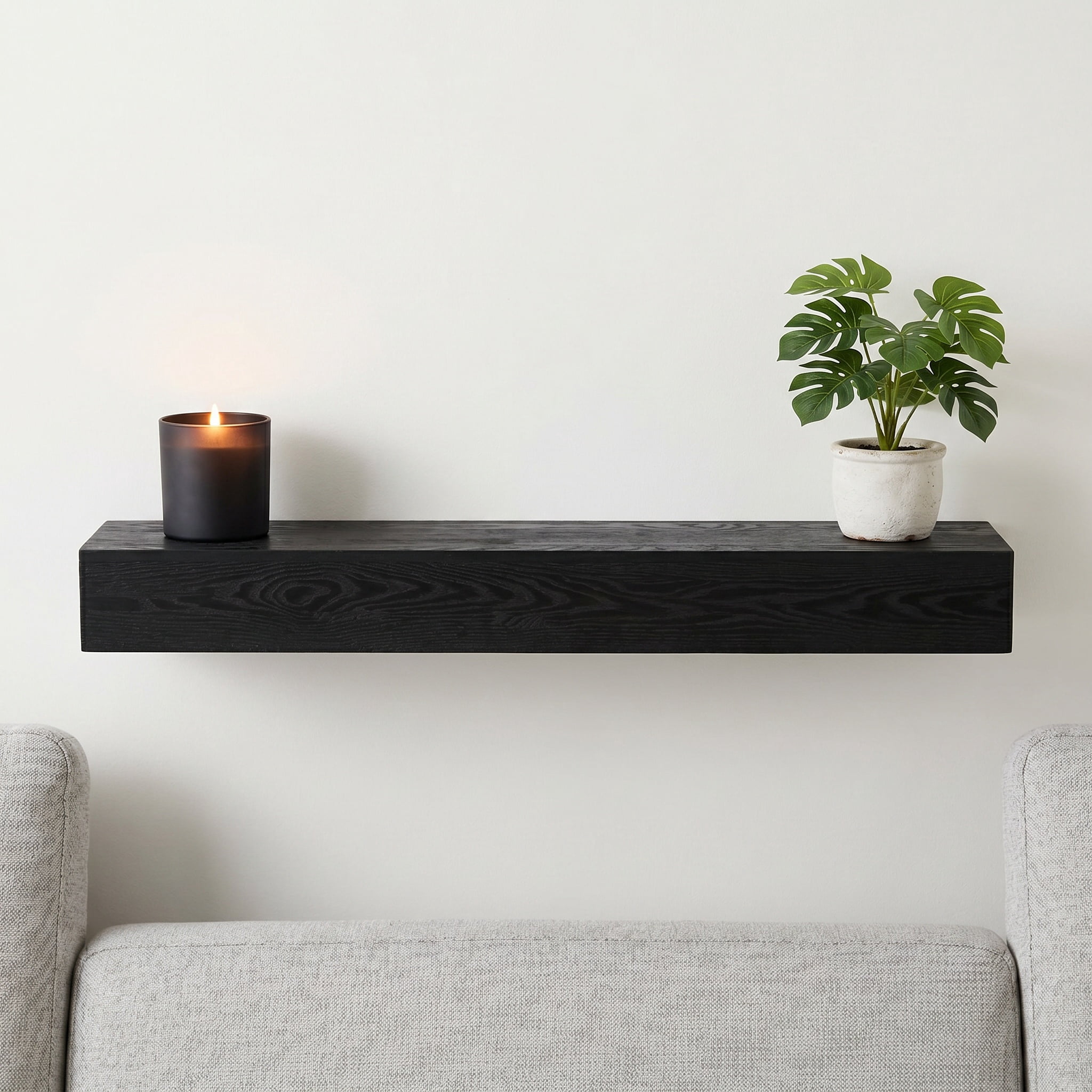 48" Fireplace Mantel Shelf,Solid Pine Wood Wall Mounted,Rustic Farmhouse Floating Shelf,Natural Finish for Home Decor,Black01
