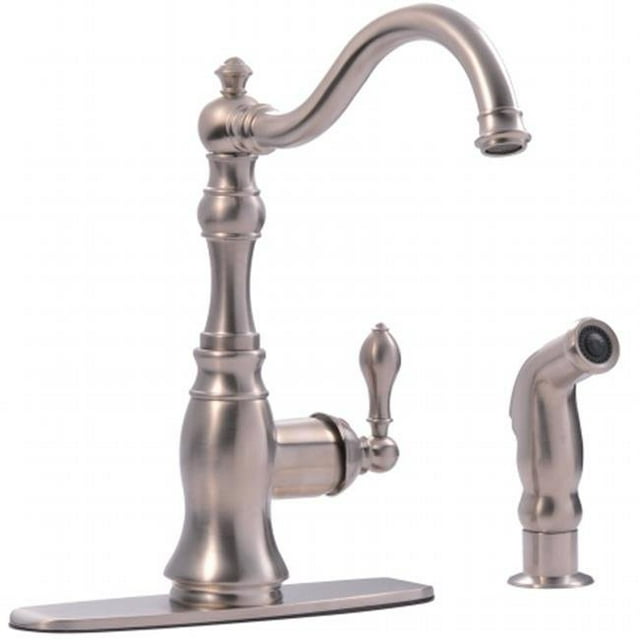 Ultra Faucets UF11243 Stainless Steel Single Handle Kitchen Faucet With Side Spr