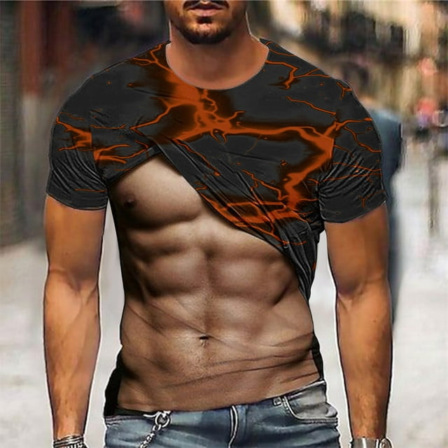 Styesk T-Shirts pour Homme Mode pour Hommes Impression Florale Mode Entraînement Physique Col Rond Manches Courtes T-Shirt