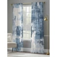 thumbnail image 4 of Abstract Stitching Sheer Curtains for Living Room Bedroom, Light-filtering Sheer Curtain, Vintage Blue White Blend Texture Rod Pocket Voile Window Treatment Drapes, 52’’Wx84’’L, 2 Panels Set, 4 of 7