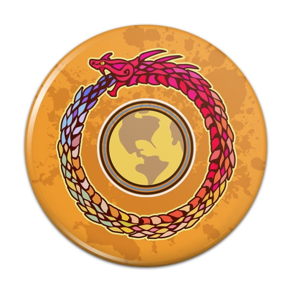 Ouroboros Snake Eating Tail Circle Pinback Button Pin