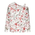 thumbnail image 5 of Penkiiy Valentine Day Heart Print Shirt for Women Off Shoulder Sweatshirt M Pink, 5 of 6