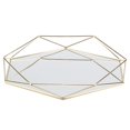 thumbnail image 1 of Fictory Bandeja de Almacenamiento de Joyas - Baño Sexangle Espejo Metal Oro Cosmético Almacenamiento de Joyas Organizador Bandeja Caja Placa(Dorado), 1 of 14