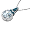 thumbnail image 3 of Dazzlingrock Collection 9mm Round Blue Topaz, Blue & White Diamond Halo Pendant for Women with 18 Inch Silver Chain (0.17 ctw, Color I-J, Clarity I1-I2) in 18K White Gold, 3 of 6