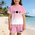 thumbnail image 2 of Jamsmile Toddler Girls Sets Sportswear Gradient Heartbeat Print Tshirts With Shorts Summer 2 Piece Kids Girls Athletic Tracksuits, 2 of 5