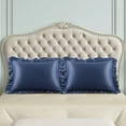 thumbnail image 2 of PiccoCasa 2Pcs Satin Pillowcase Pillowcases Ruffled Pillowcases Pillow Shams, King Navy, 2 of 7