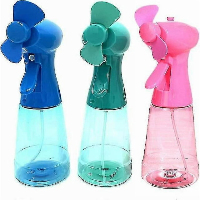 Water Mist Fan Handheld Outdoor Portable Mist Fan Battery Powered - Set Of 3_c*