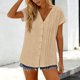 thumbnail image 4 of Camisetas de Manga Corta Extra Larga para las Mujeres con Cuello en V Botón Placa con Cuello Blusa de Túnica, Camisa de Manga Larga Azul Claro Mujeres, 4 of 8