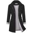 thumbnail image 2 of Veste de Pluie Femme Coupe-Vent Rayée Imperméable Légère Trench à Capuche Noir L, 2 of 4