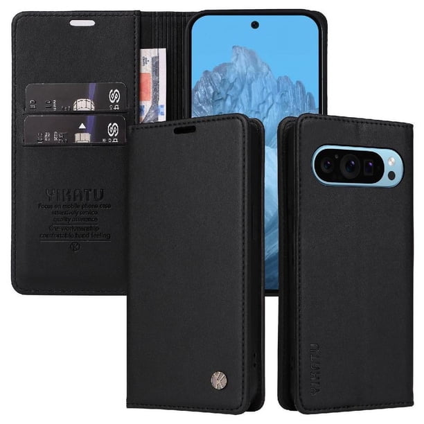 Funda para Google Pixel 9 5G Estuche de Cuero PU Tipo Cartera con Ranuras para Tarjetas y Cierre Magnético