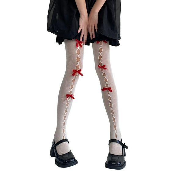GZWYHT Socks for Women Stockings for Women Women Lolita Tights With Bows Cute Mesh Halloween Stockings 80S 90S Female Girls Gothic Lace Stockings Leggings Pantyhose Cute Socks C One Size