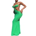 thumbnail image 3 of Backless Cocktail Dresses for Women  Halter Neck Tie Up Long Bodycon One Piece, 3 of 4