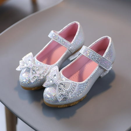 

Tejiojio Sandals Clearance Infant Kids Baby Girls Pearl Crystal Bling Bowknot Single Princess Shoes