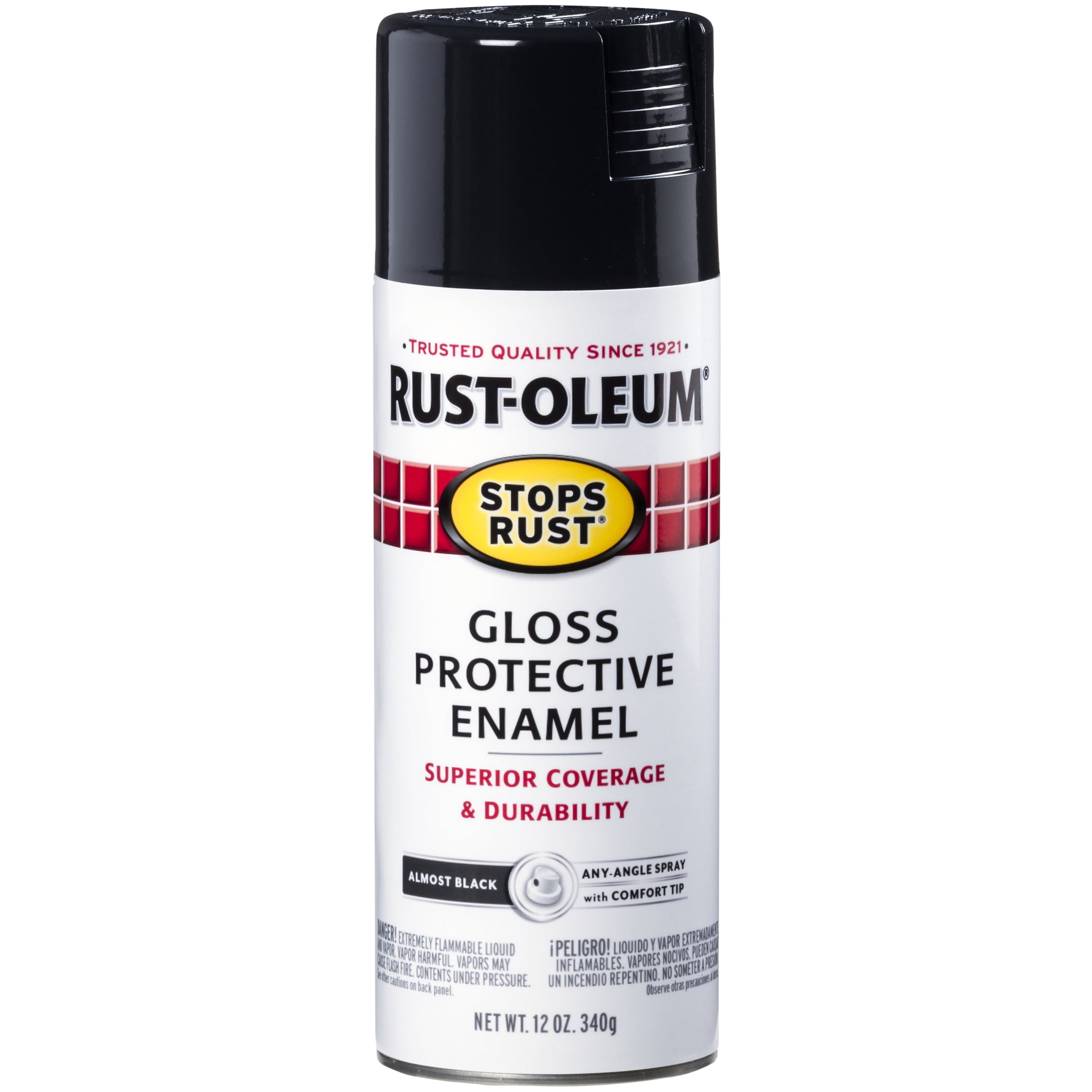 Ink Black, Rust-Oleum Stops Rust Gloss Protective Enamel Spray Paint, 12 oz, 6 Pack