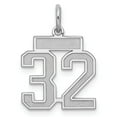 thumbnail image 1 of Sterling Silver Rhodium-plated Small Satin Number 32 Charm, 1 of 2
