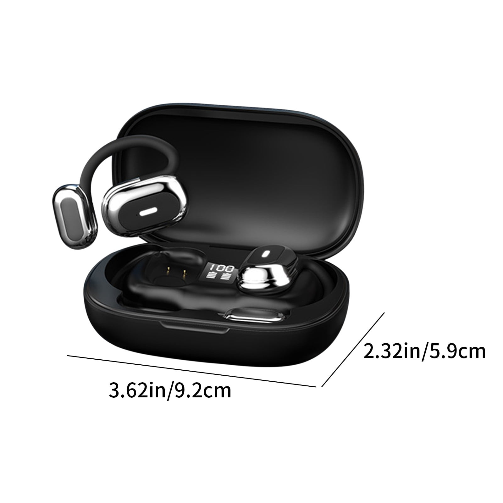 Open Ear AC210 Headphones, Bluetooth 5.4 Earphones Stereo Sound, Wireless Headphones 30 Hours Playback, Type-C Charging, IPX5 Waterproof Open Ear Earbuds(Black)