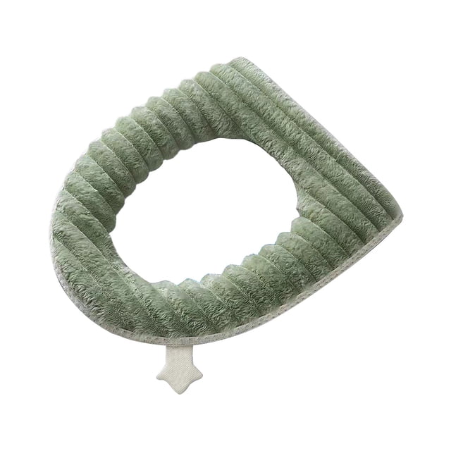 Wdhugt Zipper Model Toilet Seat Cover With Handle Striped Pattern Washable Polyester Bathroom Mat 16.9×14.6 Inches Adhesive And Zipper Two-Way Green 1Green