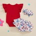 thumbnail image 3 of Akiihool Toddler Outfit Girl Newborn Baby Girl Clothes Infant Romper Spring Summer Outfits Gifts Bell Bottoms Pant Sets for Girls Preemie-12Month(Watermelon Red,12-18M), 3 of 6